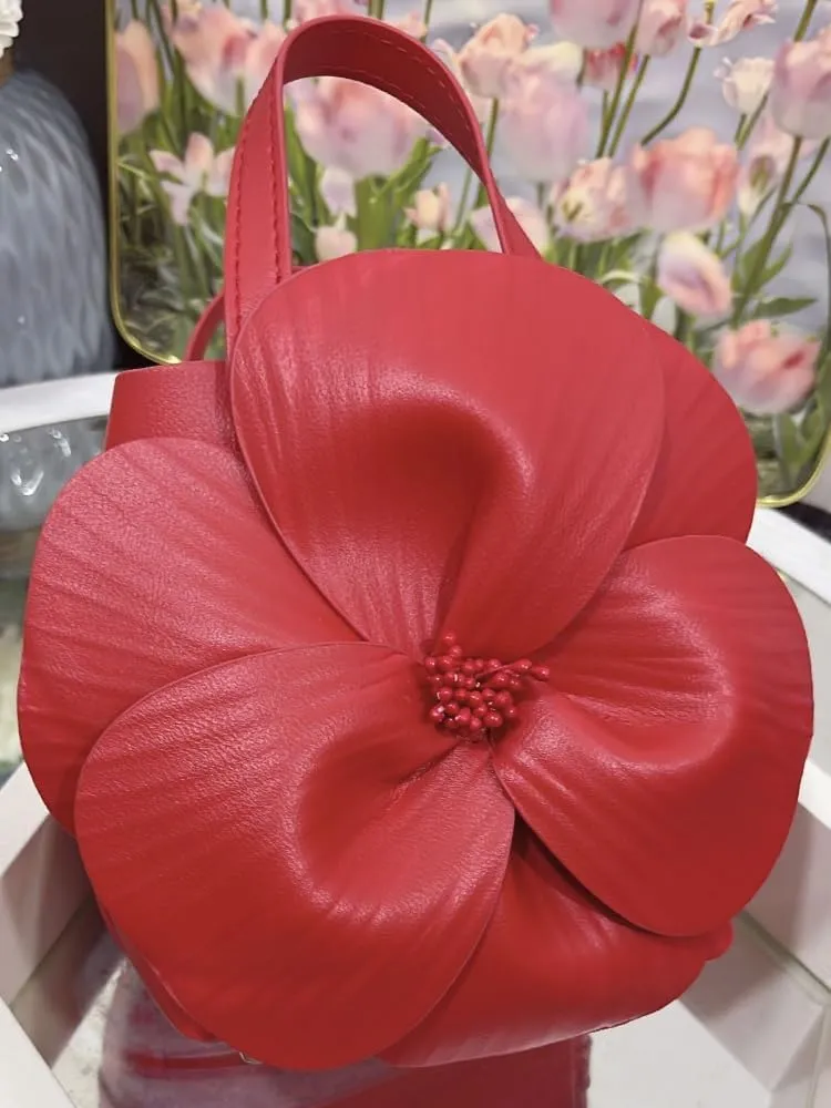 Orchid Flower Purse for Women Floral Evening Clutch Mini Tote Wedding Purse with Chain Vacation