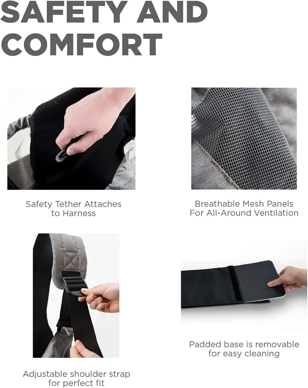 Outward Hound PupPak Sling Dog Carrier, Grey – Hands-Free Sling for Small Pets up to 15 lbs, Adjustable Strap, Mesh Ventilation, Zippered Pocket, Drawstring Fit – Ideal for Travel & Adventures