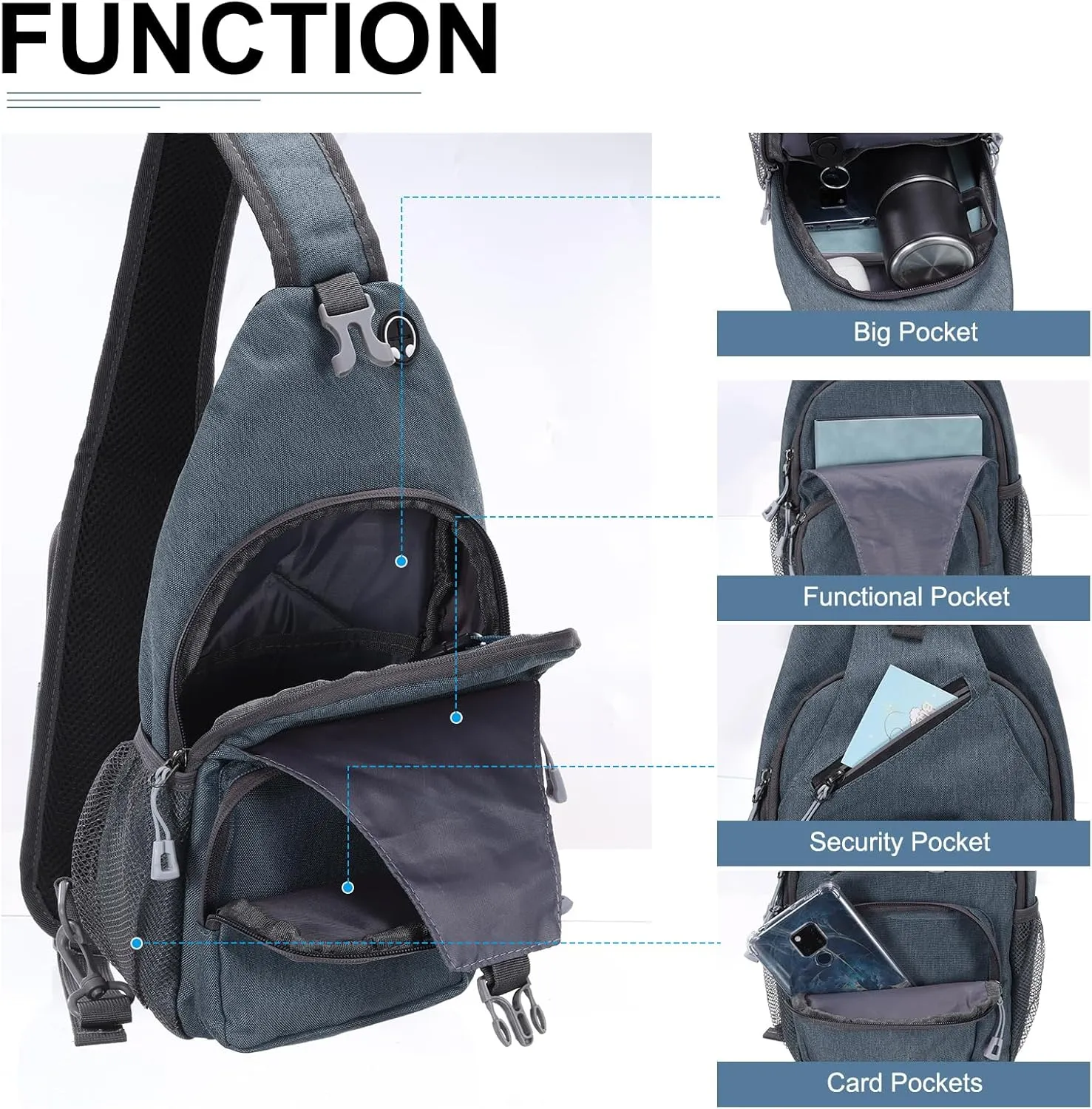 Oxford Small Sling Bag - Crossbody Backpack Casual Packs with Headphone Jack