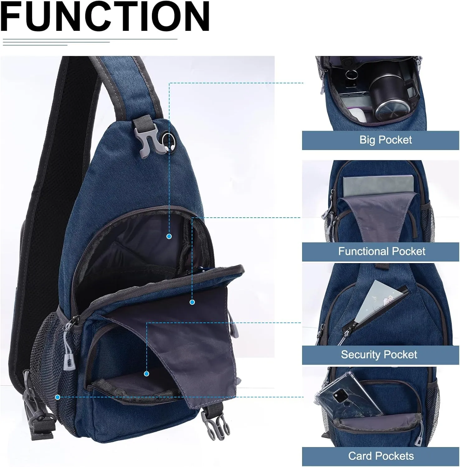 Oxford Small Sling Bag - Crossbody Backpack Casual Packs with Headphone Jack