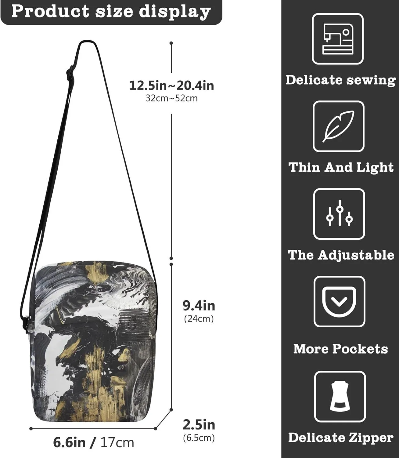 Oyihfvs Messenger Bag, Men's Crossbody Bag, Women's Crossbody Bag with Adjustable Strap