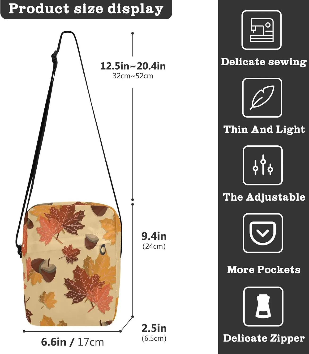 Oyihfvs Messenger Bag, Men's Crossbody Bag, Women's Crossbody Bag with Adjustable Strap
