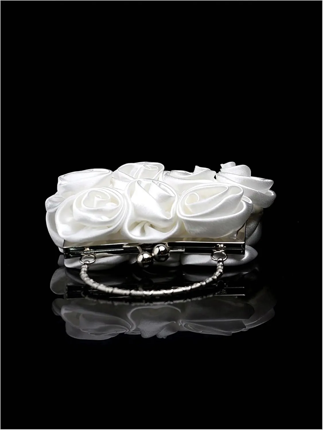 OYOANGLE Women's 3D Floral Satic Evening Clutch Purse Kiss Lock Elegant Cocktail Purses Wedding Party Handbags