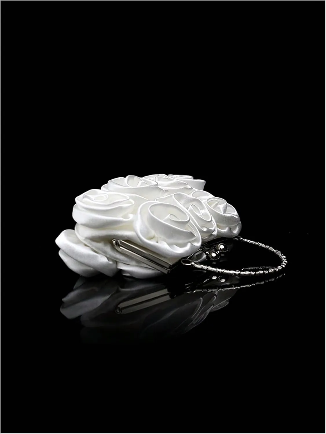 OYOANGLE Women's 3D Floral Satic Evening Clutch Purse Kiss Lock Elegant Cocktail Purses Wedding Party Handbags