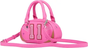 Paris Hilton Mini Varsity Bowler Satchel Hand Bag Purse with Removable Strap Vegan Leather