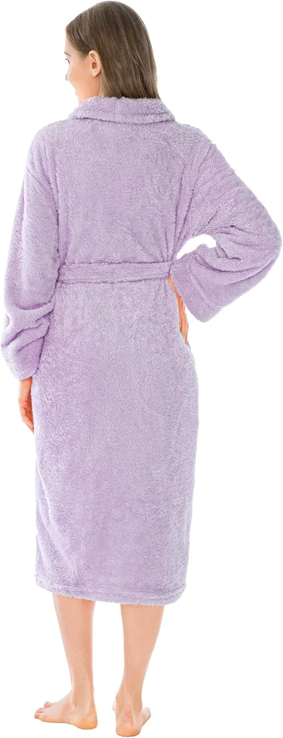 PAVILIA Premium Womens Plush Soft Robe Fluffy, Warm, Fleece Sherpa Shaggy Bathrobe