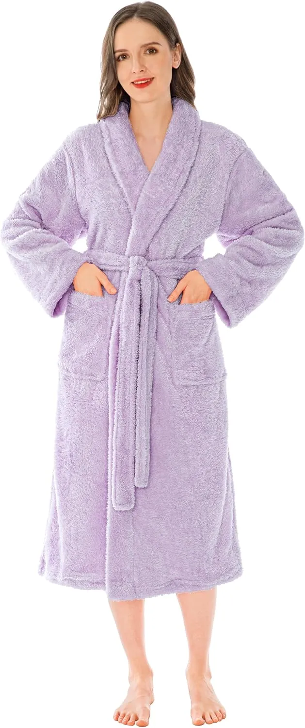 PAVILIA Premium Womens Plush Soft Robe Fluffy, Warm, Fleece Sherpa Shaggy Bathrobe