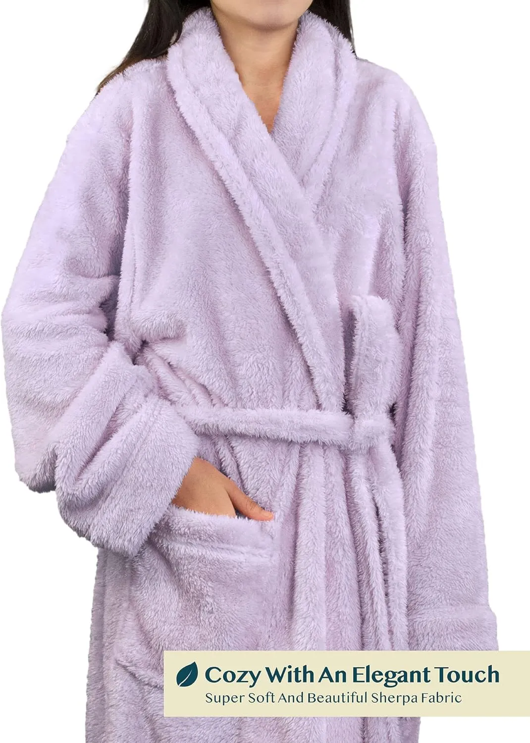 PAVILIA Premium Womens Plush Soft Robe Fluffy, Warm, Fleece Sherpa Shaggy Bathrobe