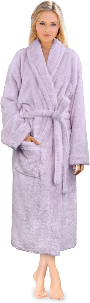 PAVILIA Premium Womens Plush Soft Robe Fluffy, Warm, Fleece Sherpa Shaggy Bathrobe