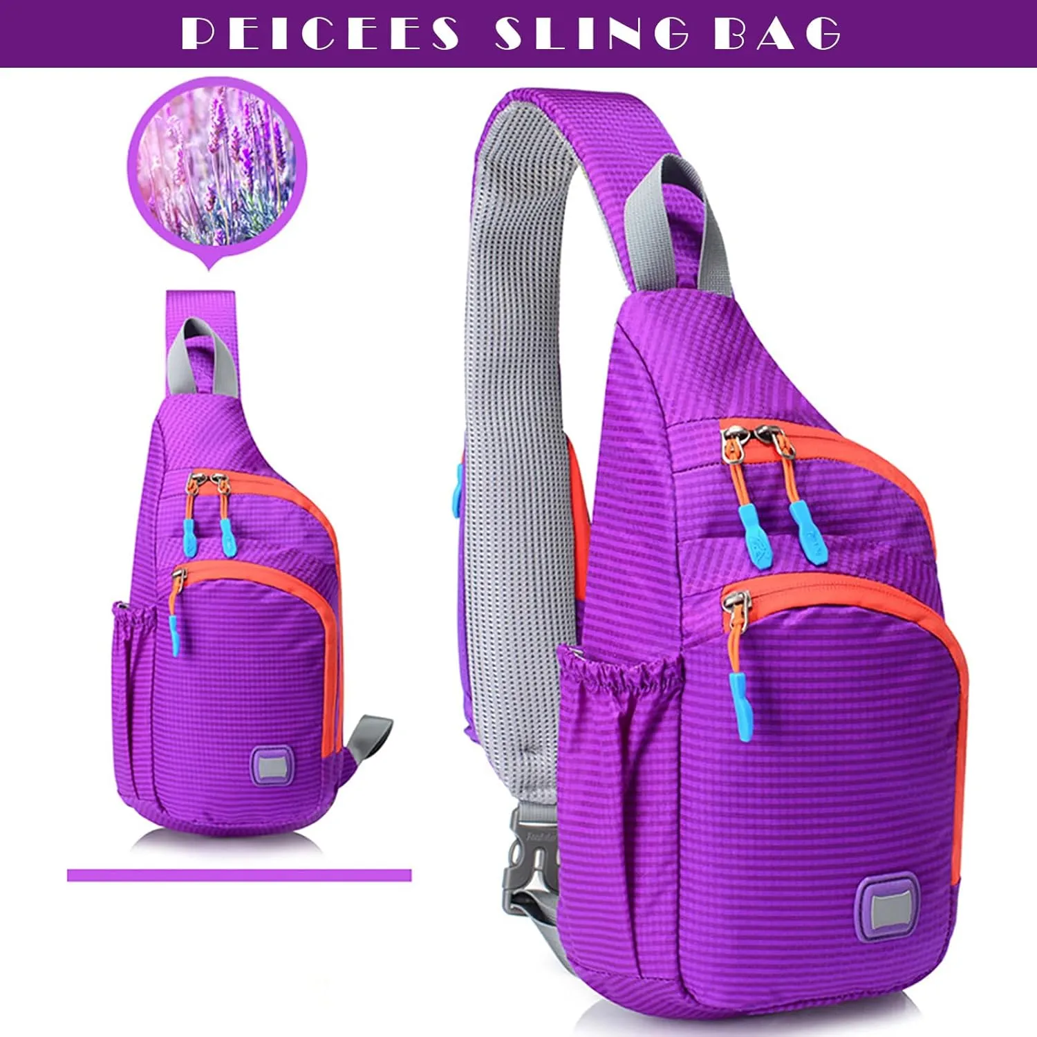 Peicees Small Sling Backpack Waterproof Unisex Shoulder Bag Chest Crossbody Daypack