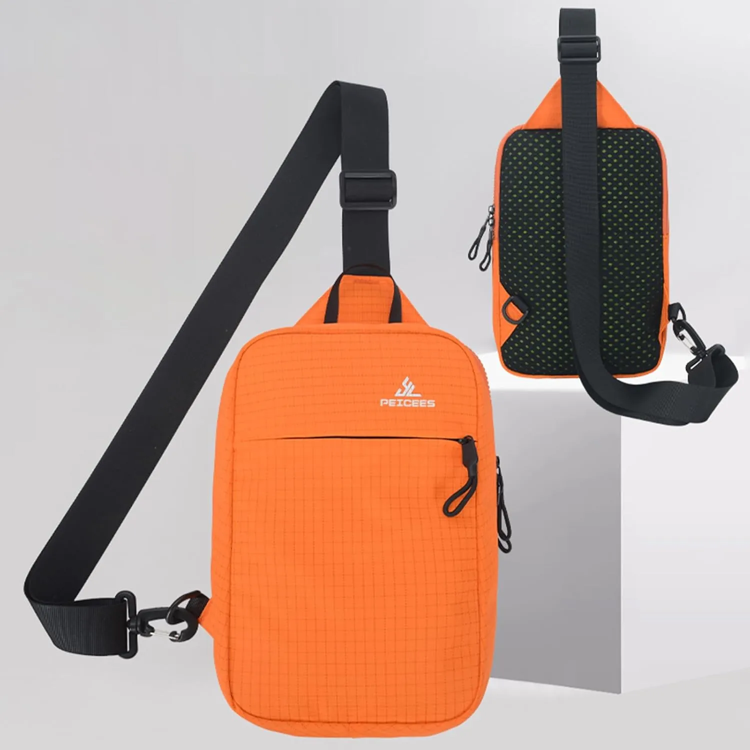 Peicees Small Sling Bag for Women Men Trendy Casual Phone Chest Bag Waterproof Crossbody Daypack