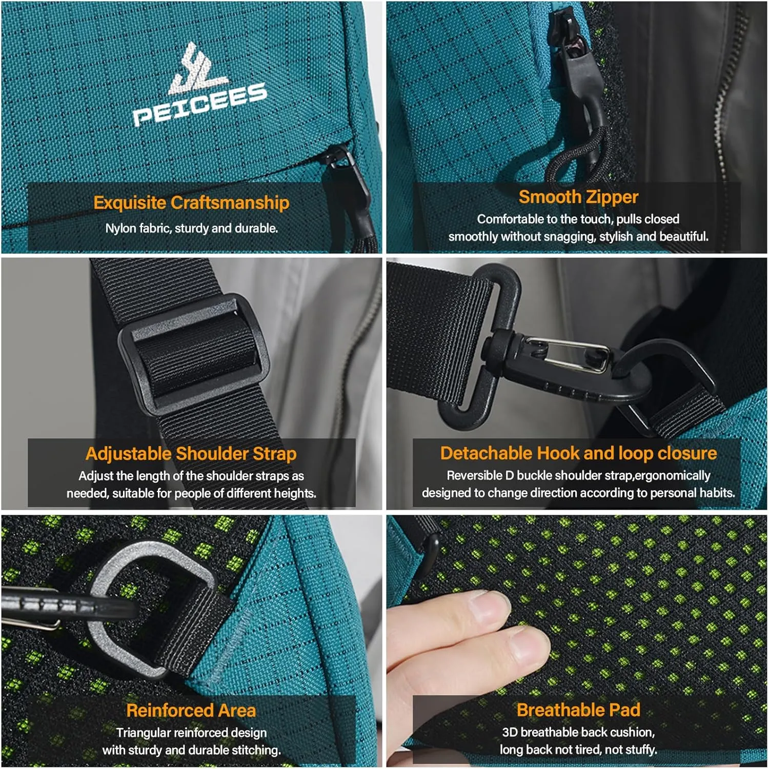 Peicees Small Sling Bag for Women Men Trendy Casual Phone Chest Bag Waterproof Crossbody Daypack