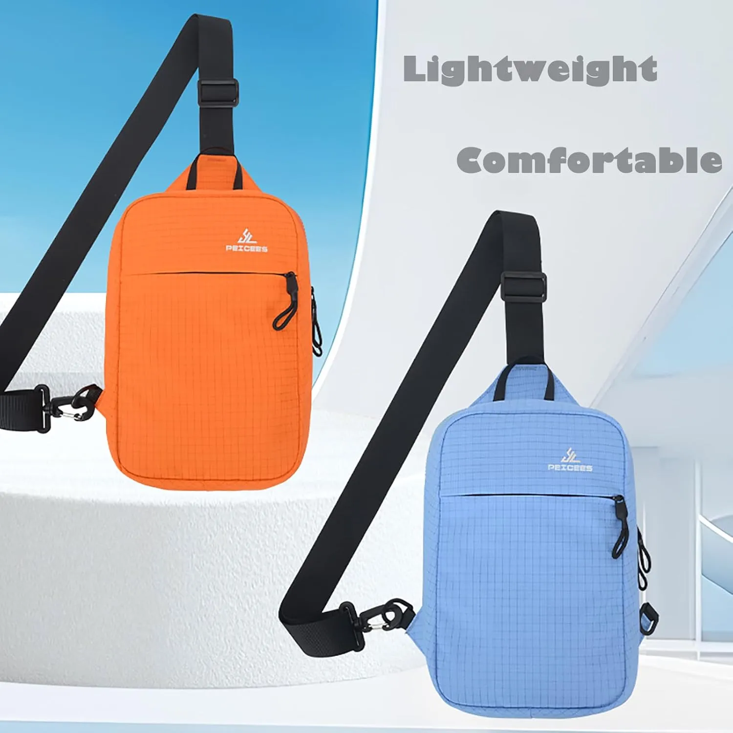 Peicees Small Sling Bag for Women Men Trendy Casual Phone Chest Bag Waterproof Crossbody Daypack