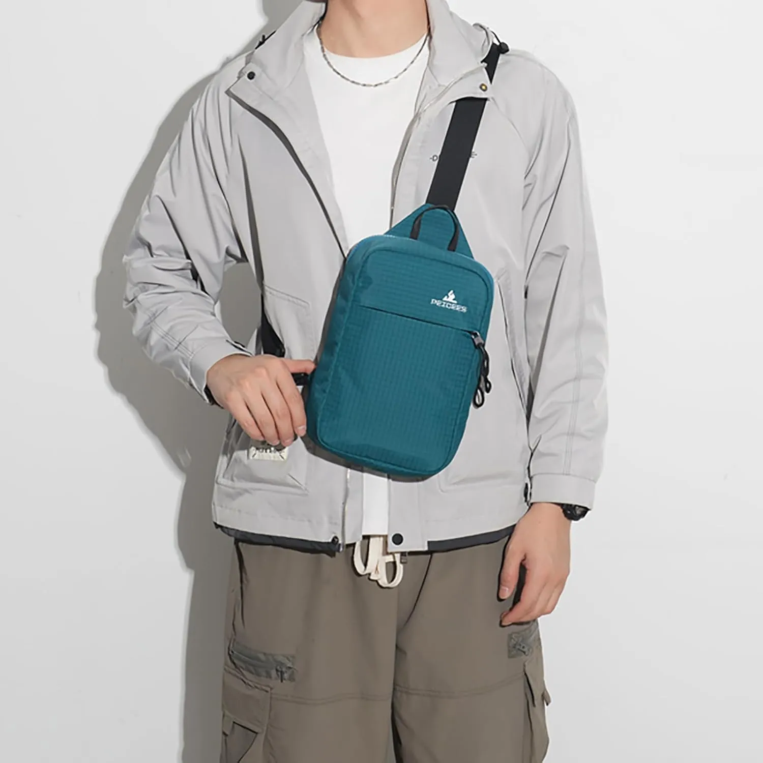 Peicees Small Sling Bag for Women Men Trendy Casual Phone Chest Bag Waterproof Crossbody Daypack