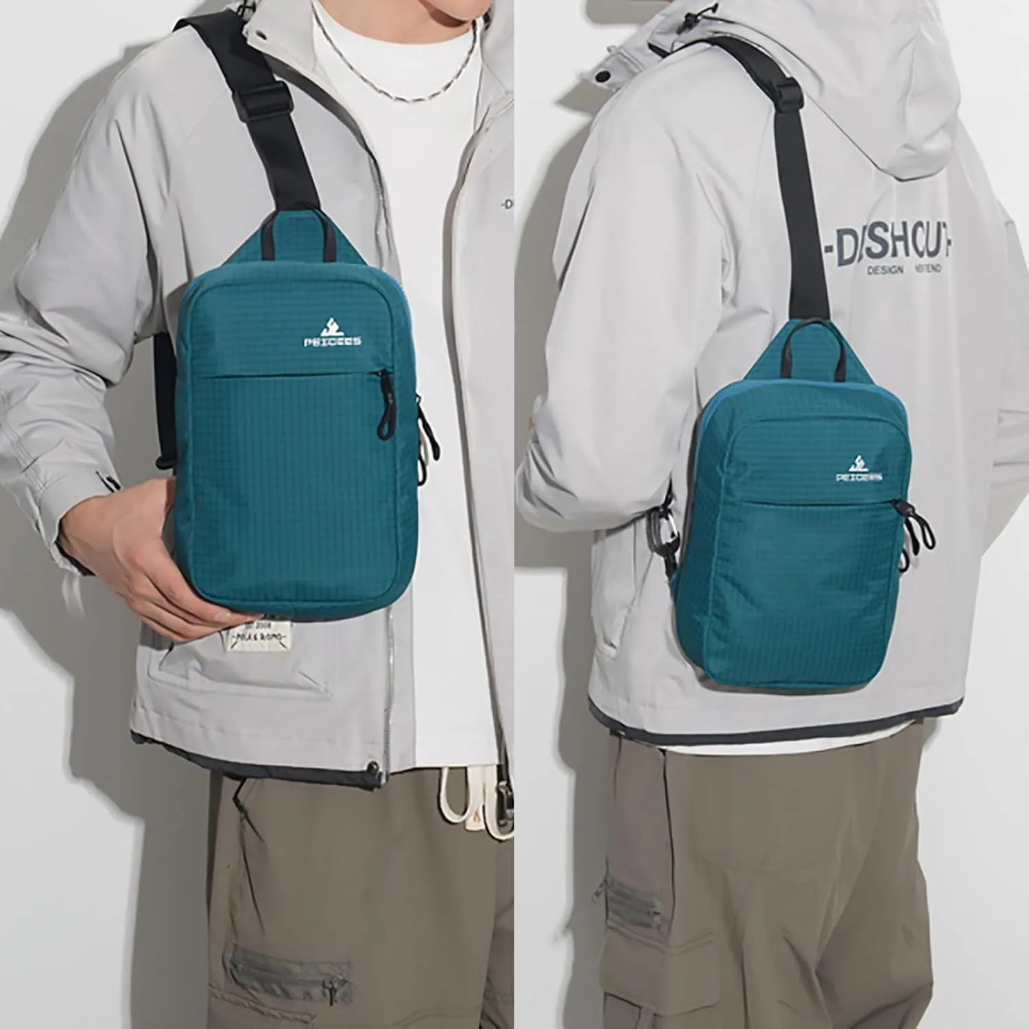 Peicees Small Sling Bag for Women Men Trendy Casual Phone Chest Bag Waterproof Crossbody Daypack