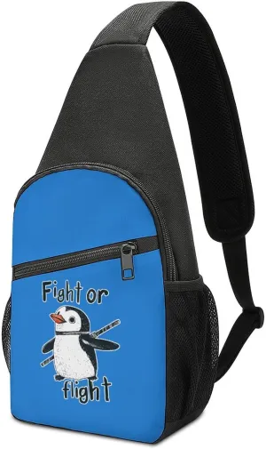 Penguins Fight Or Flight Chest Bag for Men Small Sling Backpack Crossbody Sling Bags for Outdoors Hiking Traveling
