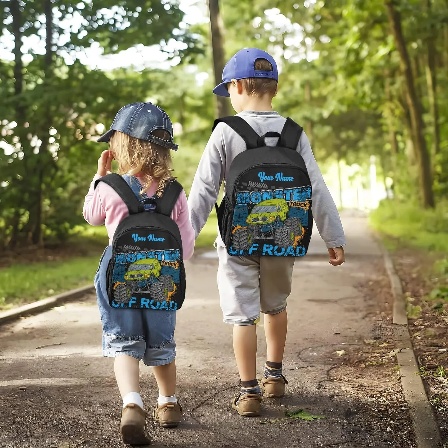 Personalized Monster Truck Kids Backpacks for Boys Preschool Backpack Light School Travel Backpacks with Name
