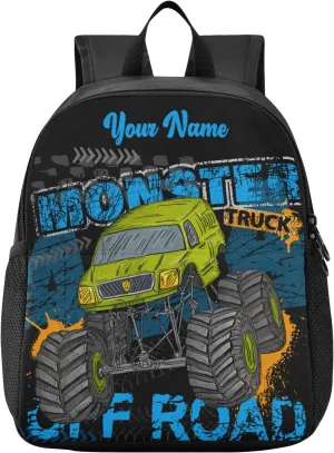 Personalized Monster Truck Kids Backpacks for Boys Preschool Backpack Light School Travel Backpacks with Name