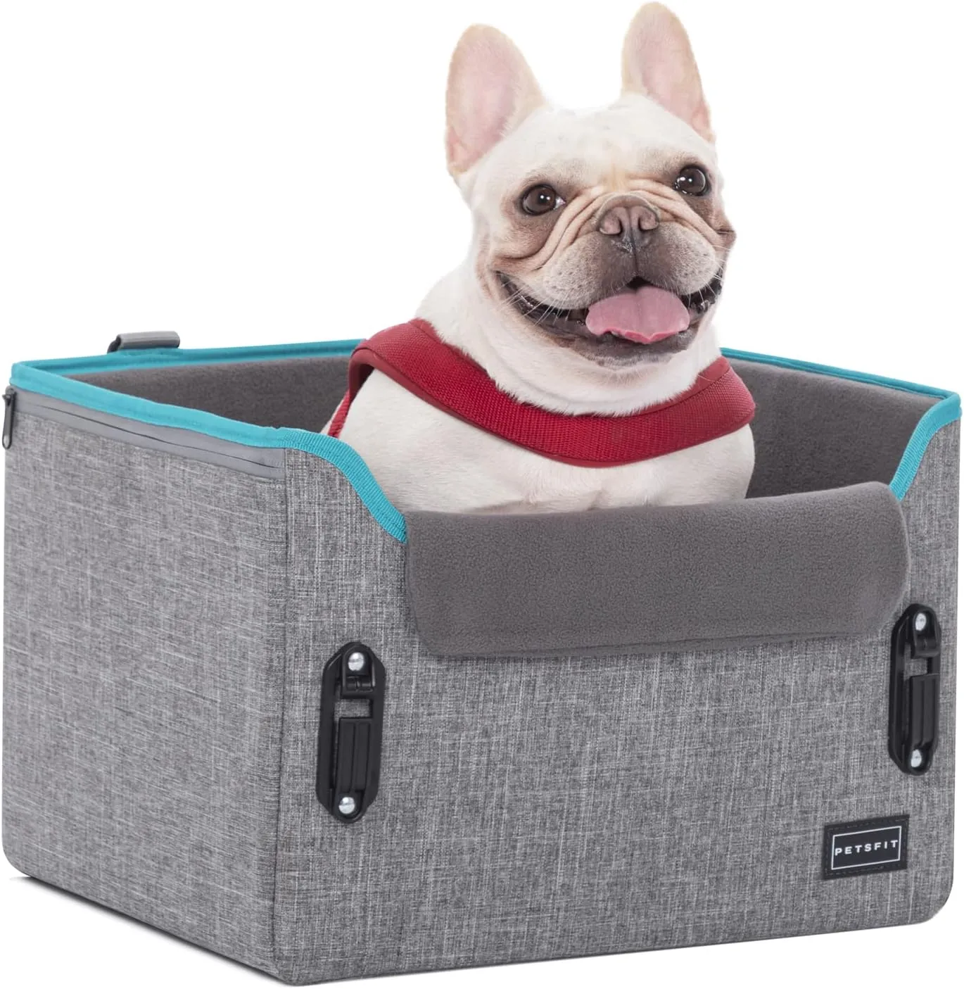 PETSFIT Dog Car Seats for Small Dogs, Portable Dog Booster Car Seat with Patent Safe Buckles, Clip-On Leash, Suitable for Small Pets Up to 25lbs (Grey)