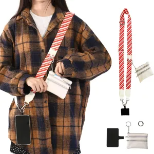 Phone Strap with Pouch 2024 New Adjustable Clip And Go Strap for Phone with Zippered Wallet Crossbody Phone Straps
