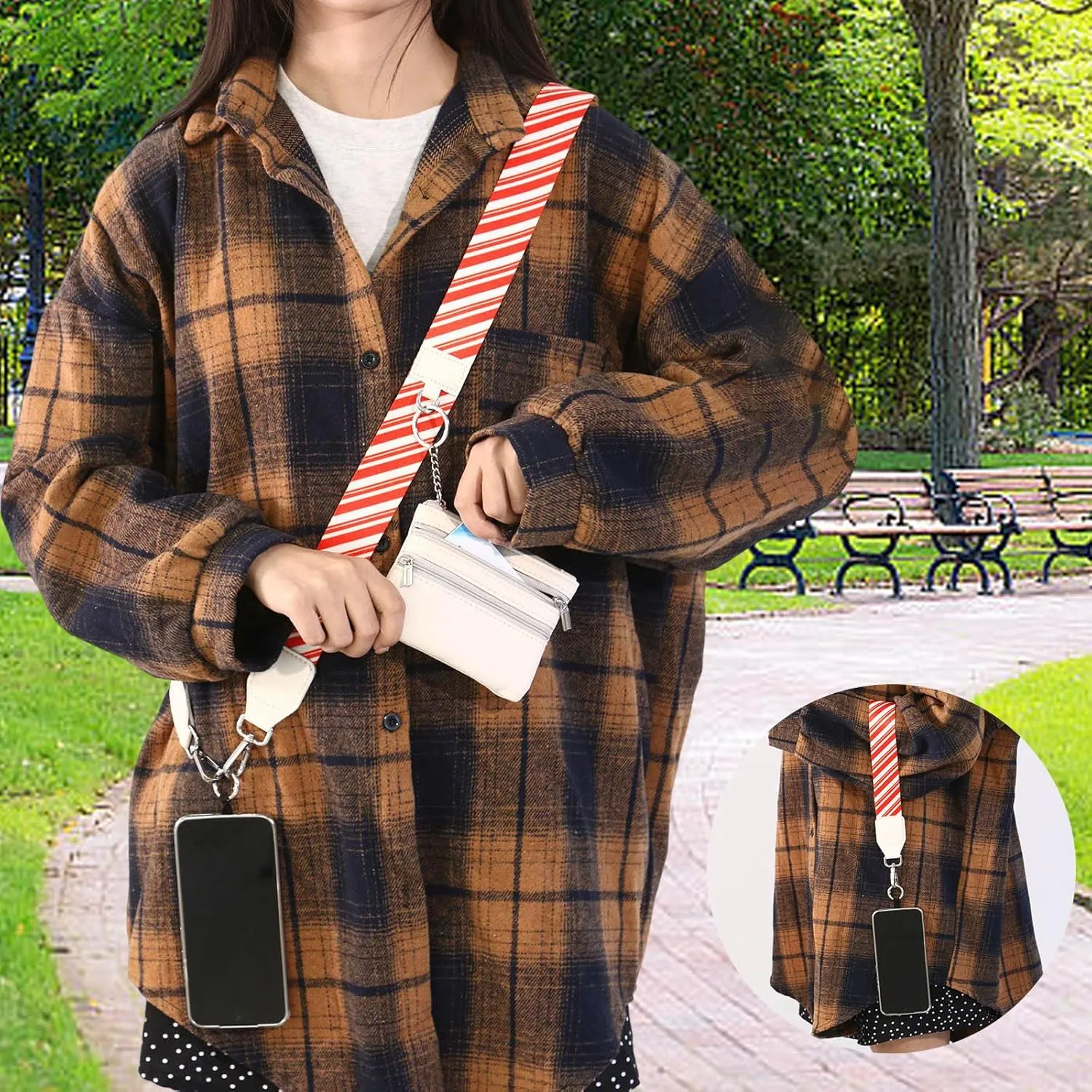 Phone Strap with Pouch 2024 New Adjustable Clip And Go Strap for Phone with Zippered Wallet Crossbody Phone Straps