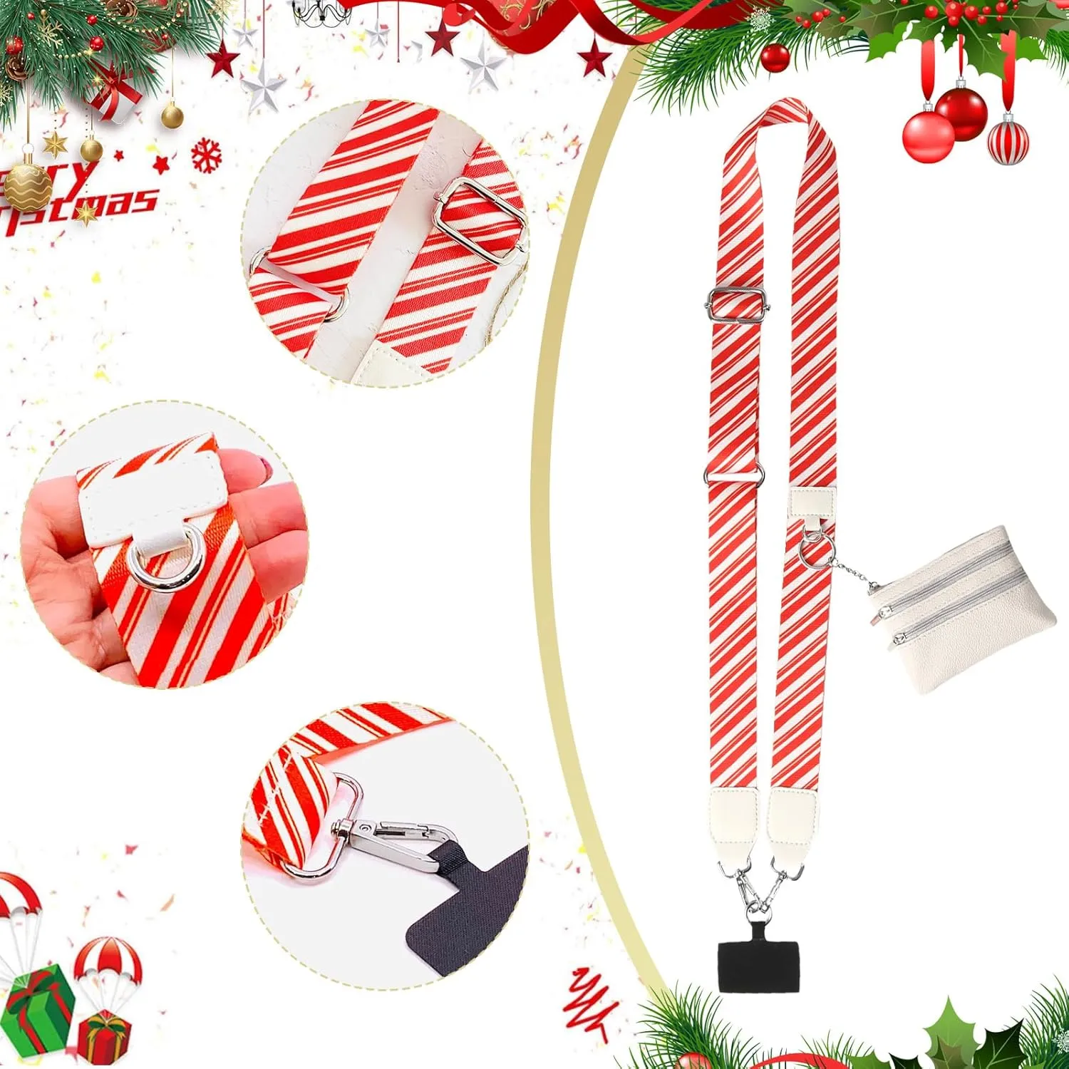 Phone Strap with Pouch 2024 New Adjustable Clip And Go Strap for Phone with Zippered Wallet Crossbody Phone Straps