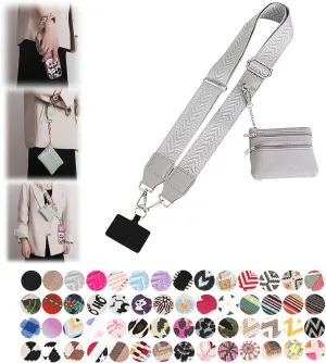 Phone Strap with Zippered Pouch, Clip and Go Strap for Phone with Wallet Crossbody, Adjustable Crossbody Phone Strap