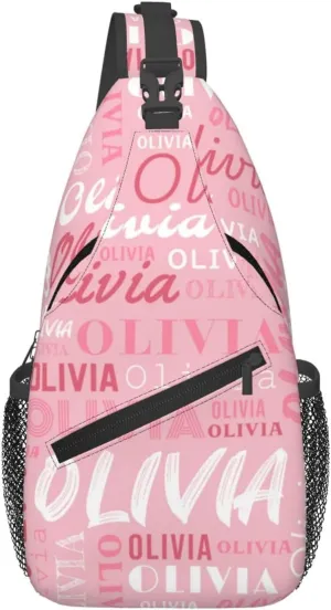Pink Custom Sling Bag for Women Men Personalized Crossbody Sling Backpack with Name Photo Text Image Customized Chest Bag for Outdoor Travel Sport Hiking Daypack