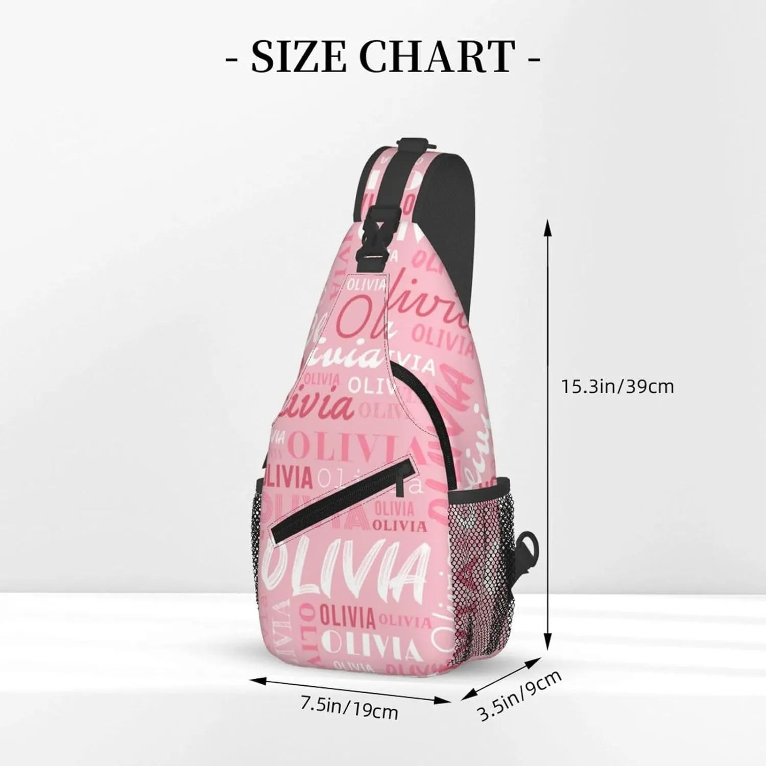 Pink Custom Sling Bag for Women Men Personalized Crossbody Sling Backpack with Name Photo Text Image Customized Chest Bag for Outdoor Travel Sport Hiking Daypack