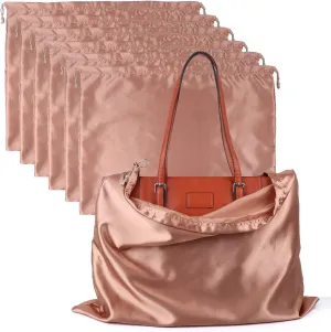 PlasMaller Dust Cover Storage Bags Silk Cloth with Drawstring Pouch For Handbags Purses Pocketbooks Shoes Boots Set of 6, Pink (19.6 x 15.7 in)