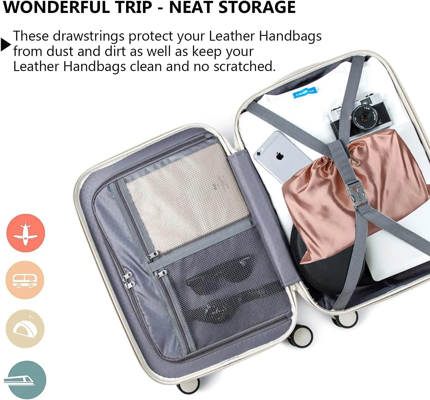 PlasMaller Dust Cover Storage Bags Silk Cloth with Drawstring Pouch For Handbags Purses Pocketbooks Shoes Boots Set of 6, Pink (19.6 x 15.7 in)