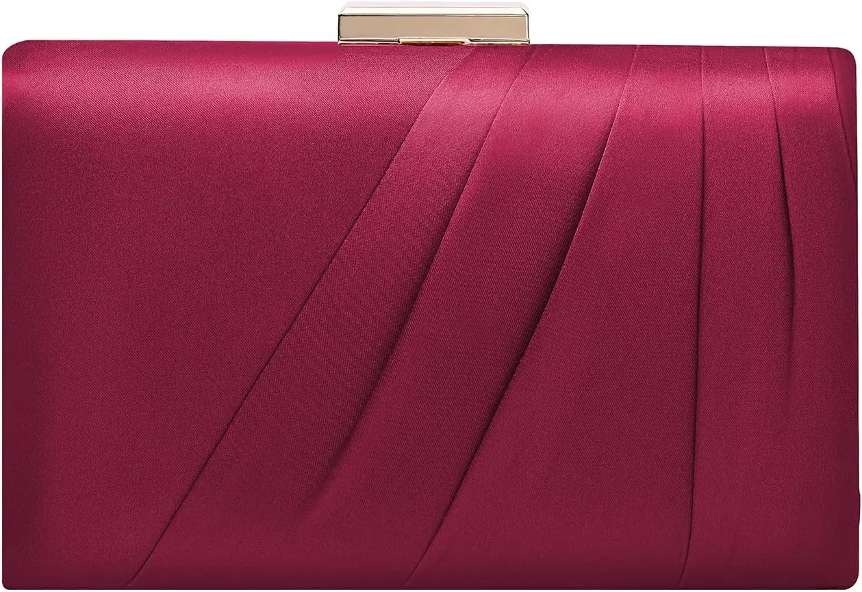 Pleated Satin Clutch Purse For Women Wedding Bridal Clutch Bag Prom Party Clutch