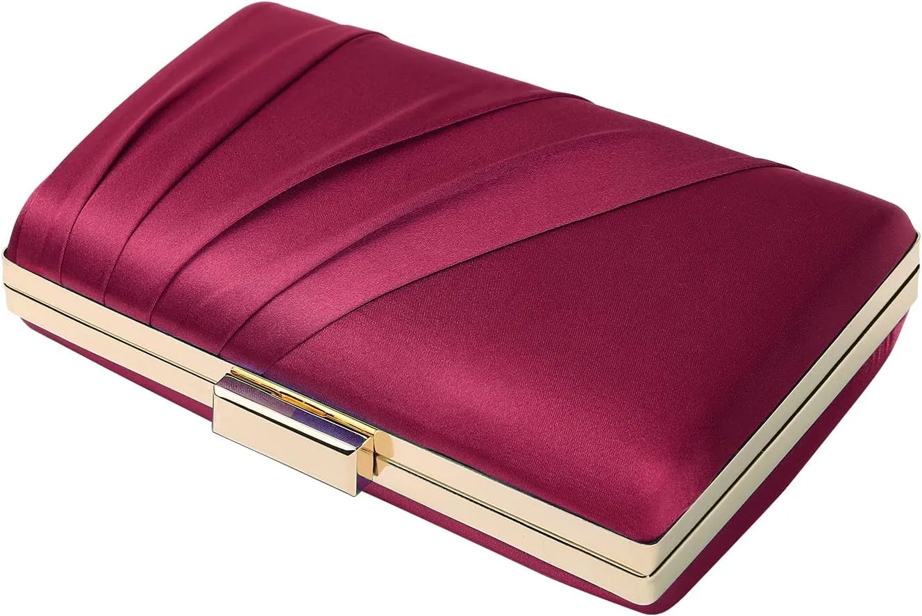 Pleated Satin Clutch Purse For Women Wedding Bridal Clutch Bag Prom Party Clutch