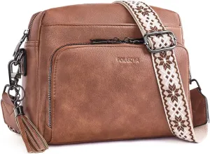 POIUGOYA Crossbody Purses for Women Trendy,Vegan Leather Medium Crossbody Bag,Women's Crossbody Travel Purse Built in Wallet
