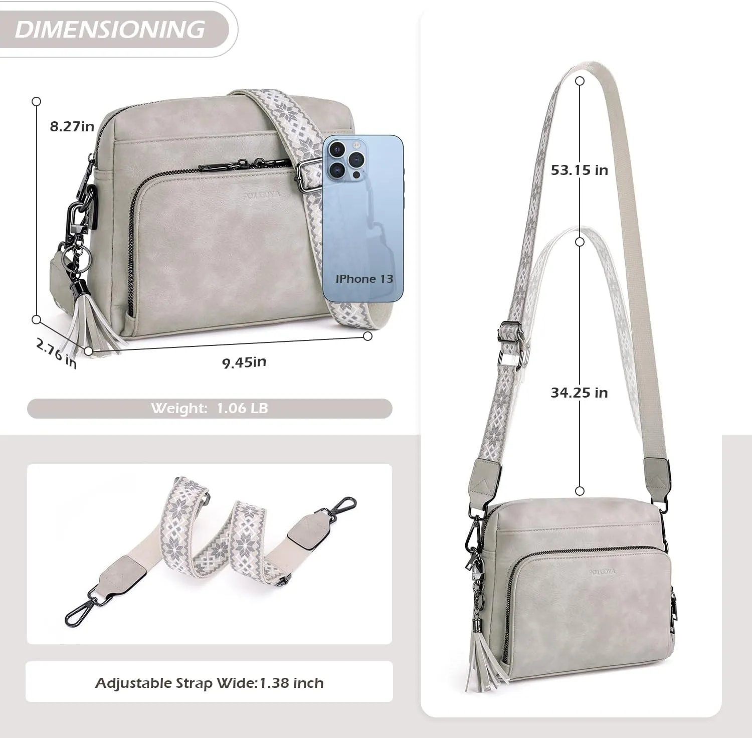 POIUGOYA Crossbody Purses for Women Trendy,Vegan Leather Medium Crossbody Bag,Women's Crossbody Travel Purse Built in Wallet