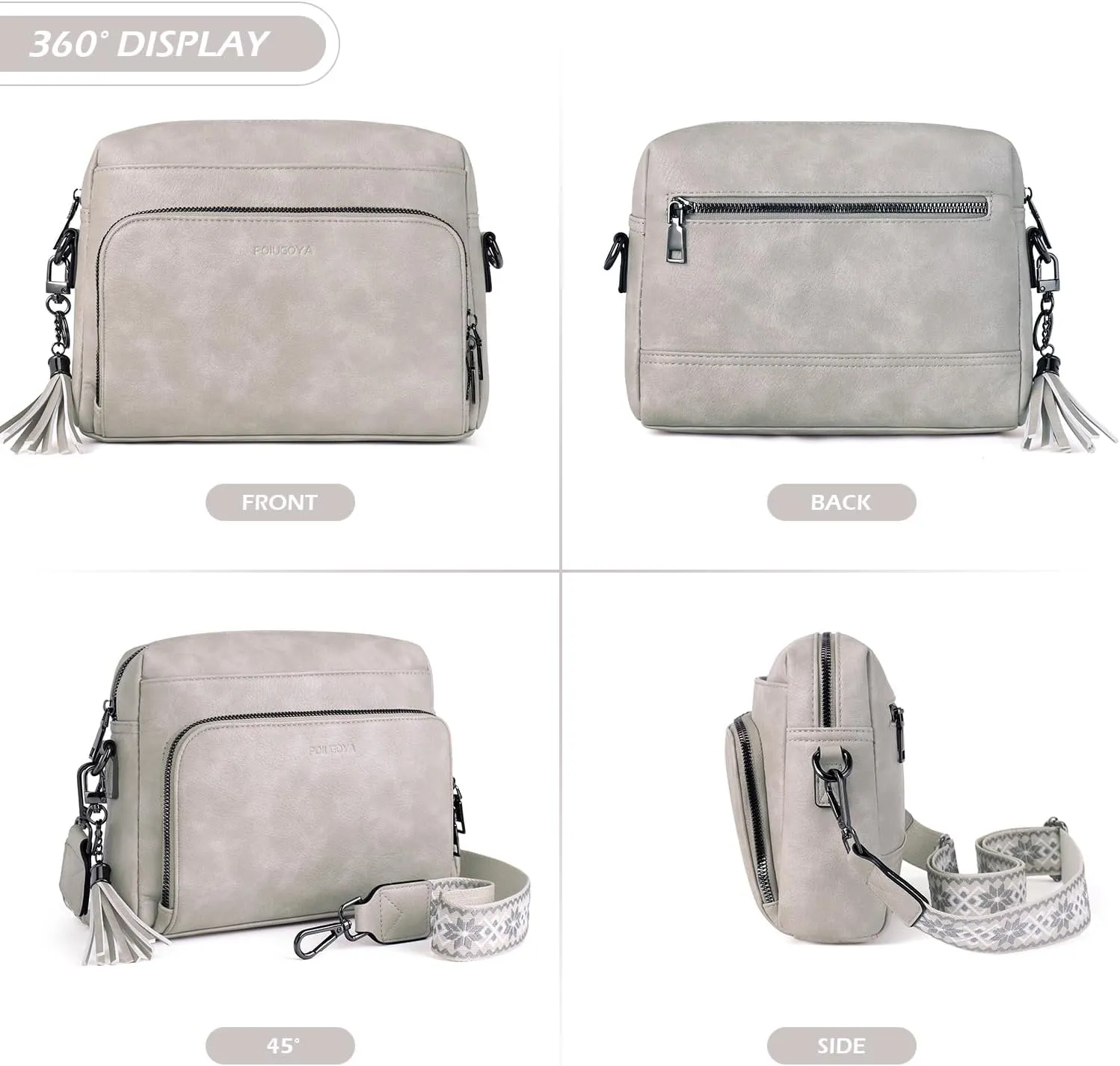 POIUGOYA Crossbody Purses for Women Trendy,Vegan Leather Medium Crossbody Bag,Women's Crossbody Travel Purse Built in Wallet