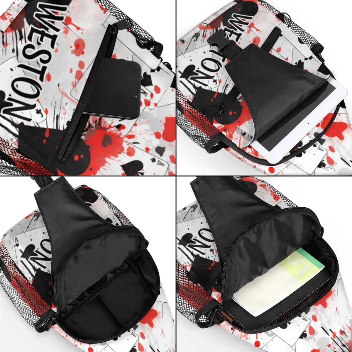Poker Casino Theme Custom Sling Bag with name, Personalized Crossbody Sling Backpack for Women Men Outdoor Sports Chest Bag