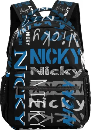 Polyester Personalized School Bookbag with Name Text Waterproof Custom Elementary Backpack Book Bag for Boys Girls Stylish Customize Back Pack Customized Gift for Kids Back to School