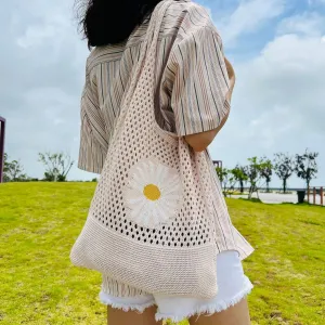 Pooyikoi Crochet Tote Bag Hobo Bag for Women Fairy Bohemia Weave Shoulder Bag Fairy Bohemia Weave Shoulder Bag (beige)