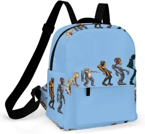 Prehistoric Ape Robot to Man Evolution Mini Backpack Print Shoulder Bag Casual Daypack Handbags Purse for Women