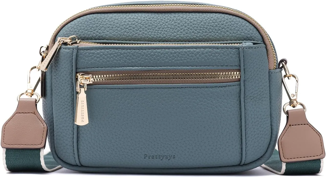 Prettyzys Crossbody Bag for Women - Adjustable Strap, Multiple Secure Zippered Pockets & Lightweight Design for Travel, Work, Shopping | Vegan Leather Purse with Stylish Everyday Carry-Green