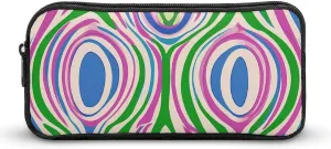 Psychedelic Abstract Expression Large Capacity Pencil Case with Zippered Simple Stationery Makeup Bag for Unisex