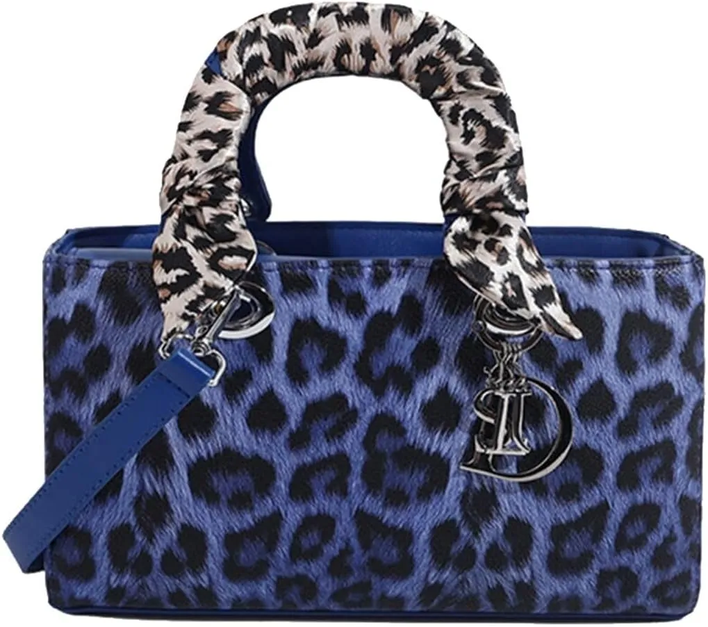 PU Leather Shoulder Handbag for Women Fashion Messenger Satchel Elegant Hobo Top Leopard Print Crossbody Bag