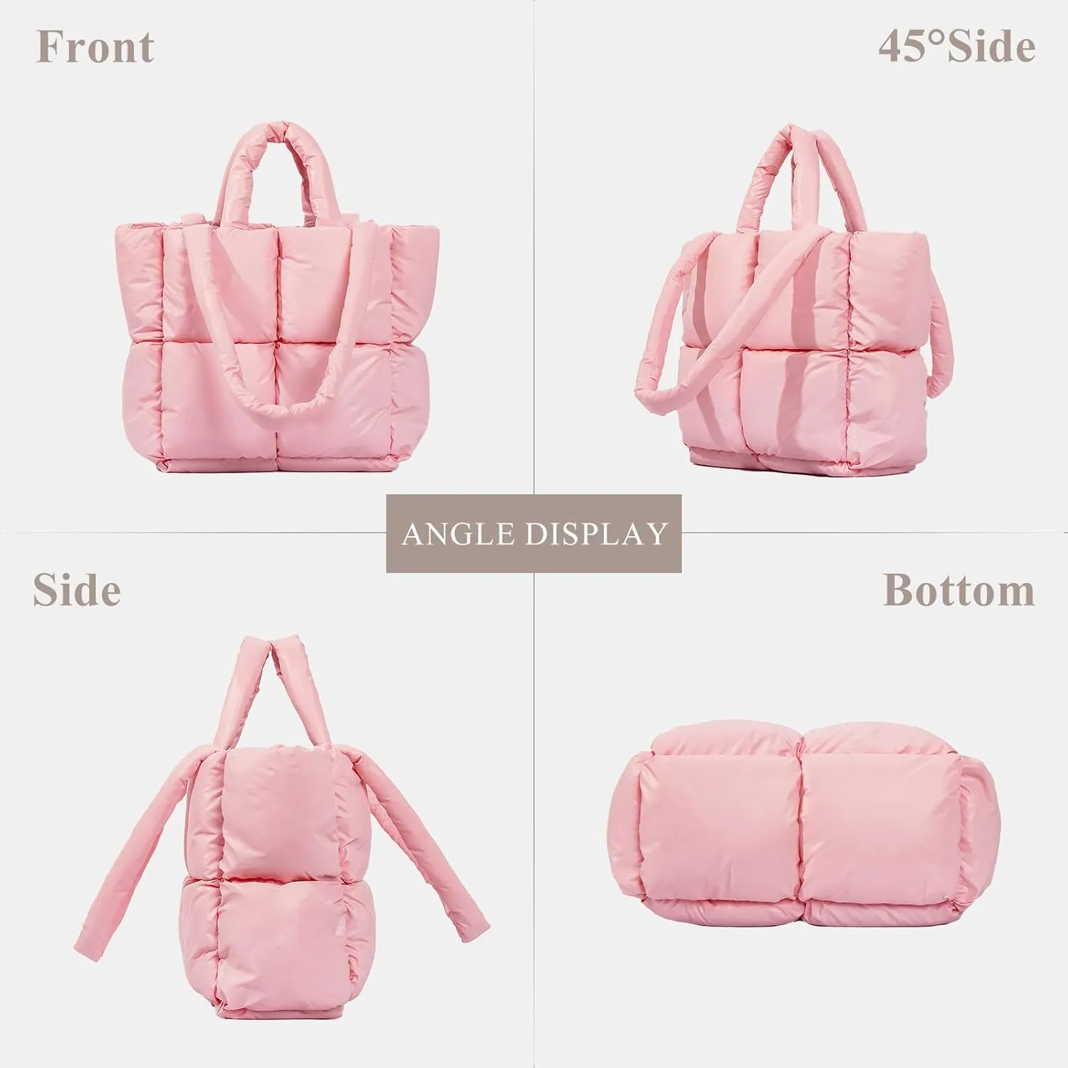 Puffer Tote Bag Soft Puffy Purses for Women Winter Light Down Cotton Padded Quilted Puff Shoulder Handbags