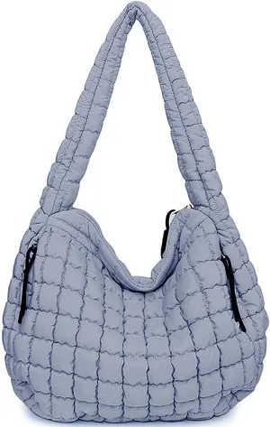 Puffer Tote, Quilted Puffer Hobo Bag, Lightweight Puffy Quilted Shoulder Bag for Work, Gym, Travel