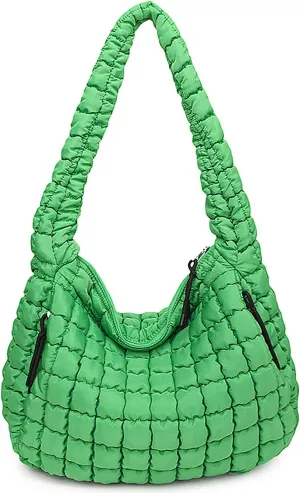 Puffer Tote, Quilted Puffer Hobo Bag, Lightweight Puffy Quilted Shoulder Bag for Work, Gym, Travel