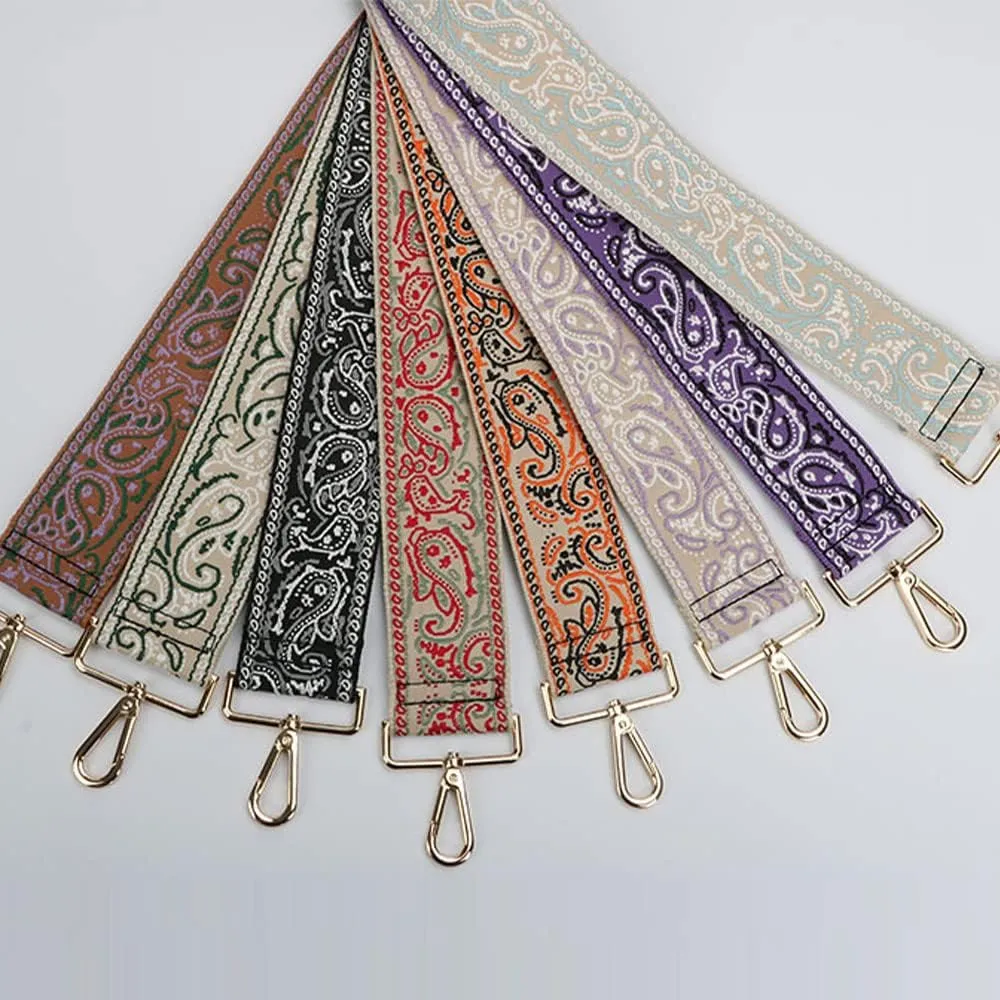 Purse Strap Bag Straps Replacement Crossbody Woven Floral Shoulder Straps for Bags Adjustable Belt Silver Clasp Style 1#