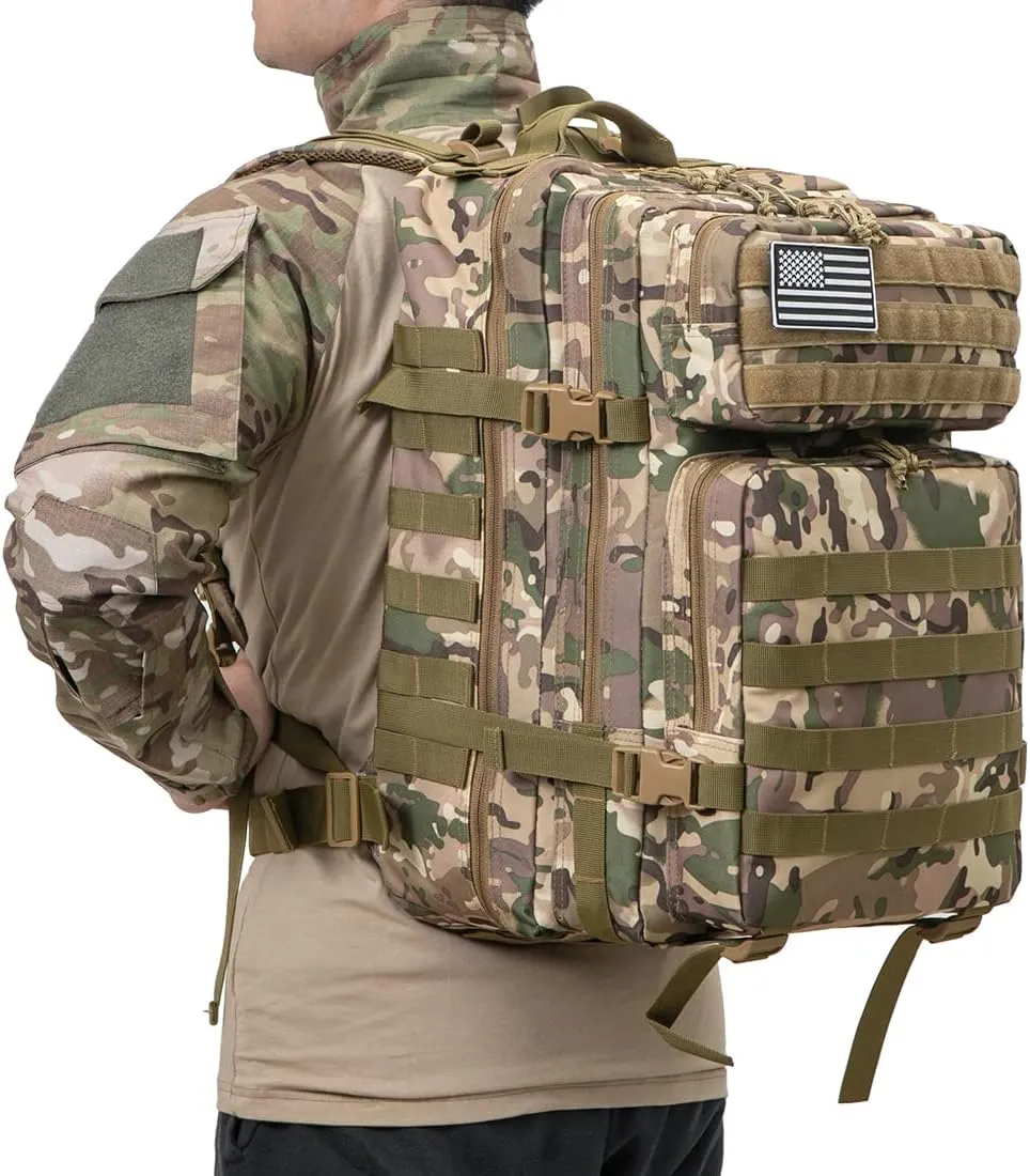 QT&QY 45L Military Tactical Backpacks Molle Army Assault Pack 3 Day Bug Out Bag Hiking Treeking Rucksack…