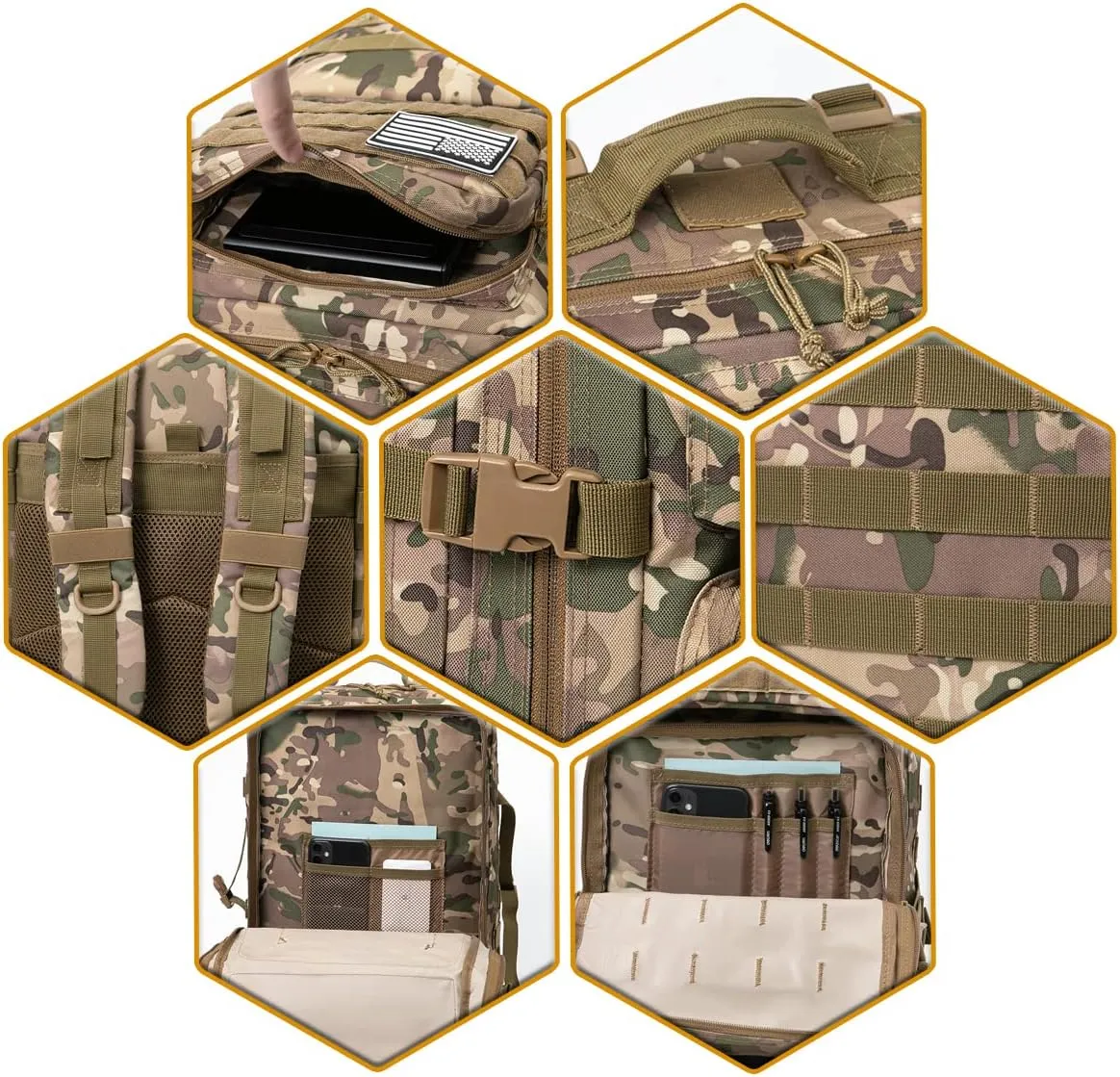 QT&QY 45L Military Tactical Backpacks Molle Army Assault Pack 3 Day Bug Out Bag Hiking Treeking Rucksack…