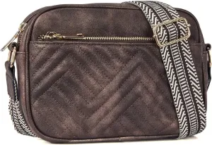 Quilted Crossbody Bags for Women Vegan Leather Purses Small Shoulder Handbags with Wide Strap